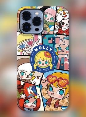 POP玛特MOLLY经典图幻想流浪记适用iPhone15Promax苹果手机壳潮牌14防摔套13个性12/11可爱卡通茉莉盲盒周边