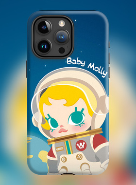 SPACE MOLLY潮玩新款16plus太空茉莉Mega适用iPhone15Promax苹果手机壳14防摔套13磨砂宇航员软壳磁吸Magsafe