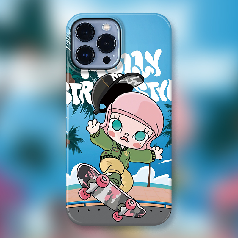 POP玛特周边MOLLY滑板少女适用iPhone15Promax苹果手机壳潮牌14防摔套13个性12女11可爱卡通明星同款盲盒茉莉