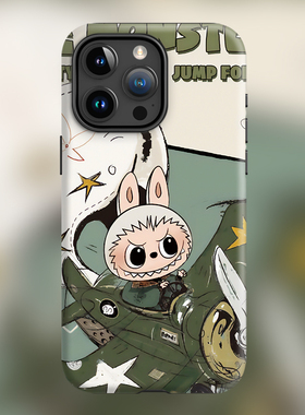 LABUBU精灵怪兽军团潮玩适用iPhone15Promax苹果双层手机壳14防摔套13个性11可爱卡通盲盒拉布布16plus带支架