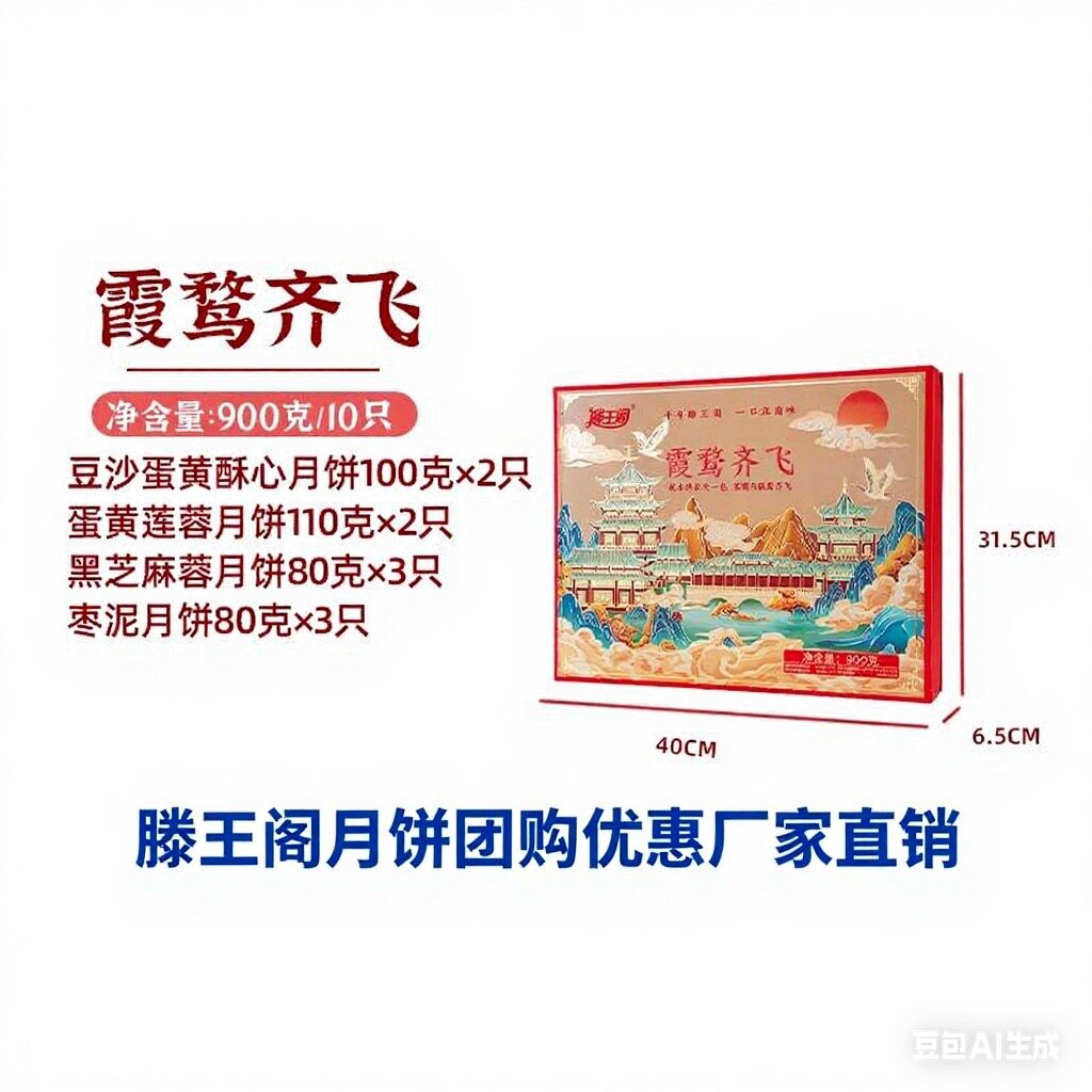 特价滕王阁牌月饼礼盒江西南昌超值900g10饼团购员工中秋霞鹜齐飞