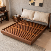 北美黑胡桃木实木床主卧高端大气1米8双人床家用民宿小户型双人床