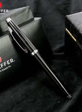 Sheaffer/犀飞利钢笔100丽雅黑银夹墨水笔商务签字办公用0.7mm