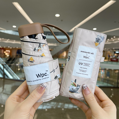 Wpc.遮阳伞猫咪迷你五折黑胶超轻