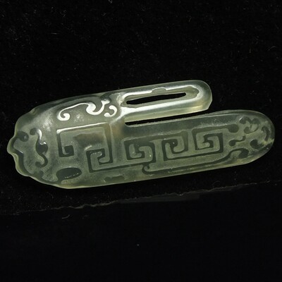 定制手卷别子天然玉石岫玉手工雕刻DIY别子带凹材料锦盒回纹玉扣