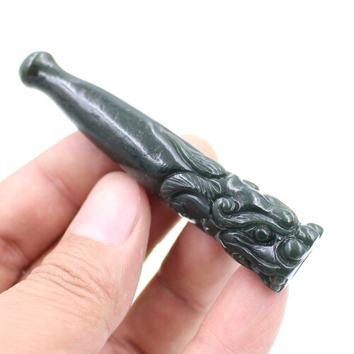 云海缘和田玉烟嘴龙头粗细两烟袋