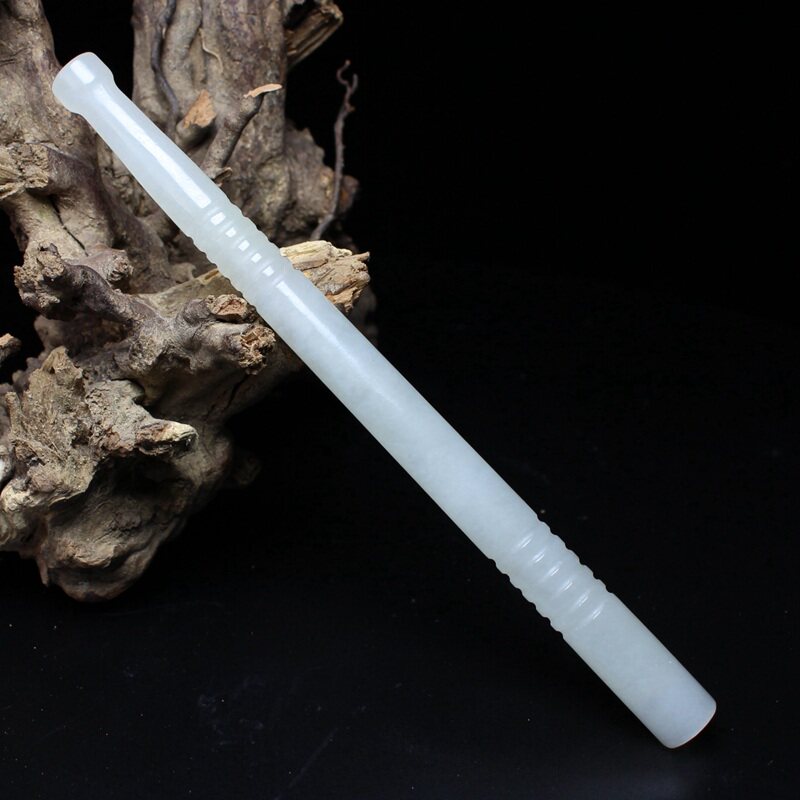 雲海缘和田玉白玉手工雕刻循环过滤器烟嘴玉石长款清肺养生送父亲