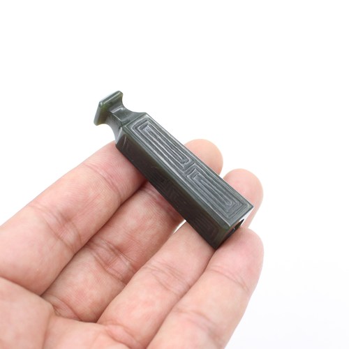 原创新疆和田玉手工雕刻仿古纹回纹烟嘴循环过滤器粗细两用烟嘴