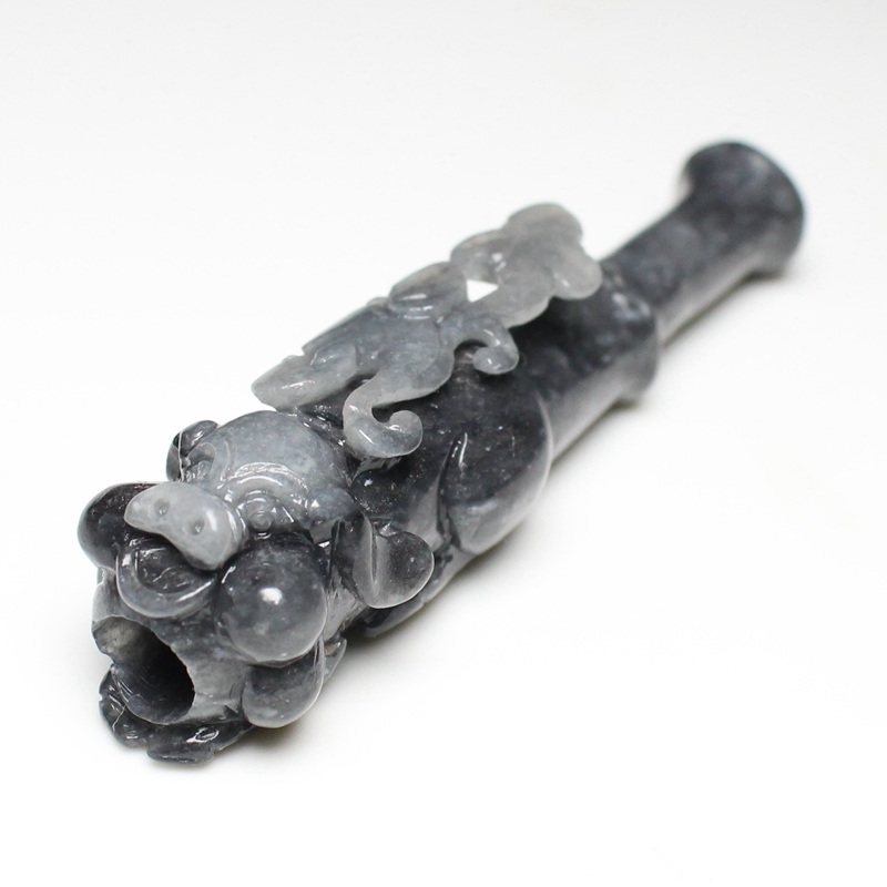 雲海缘原创天然和田玉青花籽手工猪福如意循环过滤器烟嘴玉石孤品