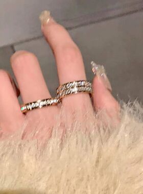 超闪满天星钛钢锆石戒指女轻奢小众设计高级感指环不掉色闺蜜尾戒