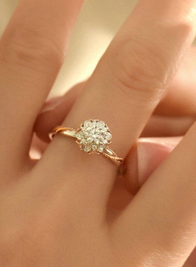 小红书手捧花戒指钻戒莫桑钻戒指女纯银一克拉婚戒厂家一件代发