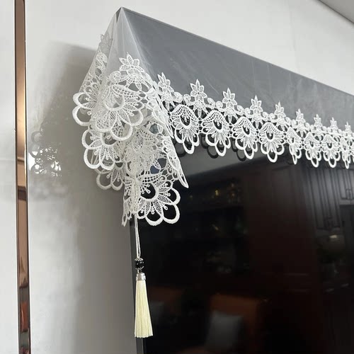 镂空网纱长条电视罩布盖巾轻奢高端法式蕾丝茶几巾电视柜茶席桌布