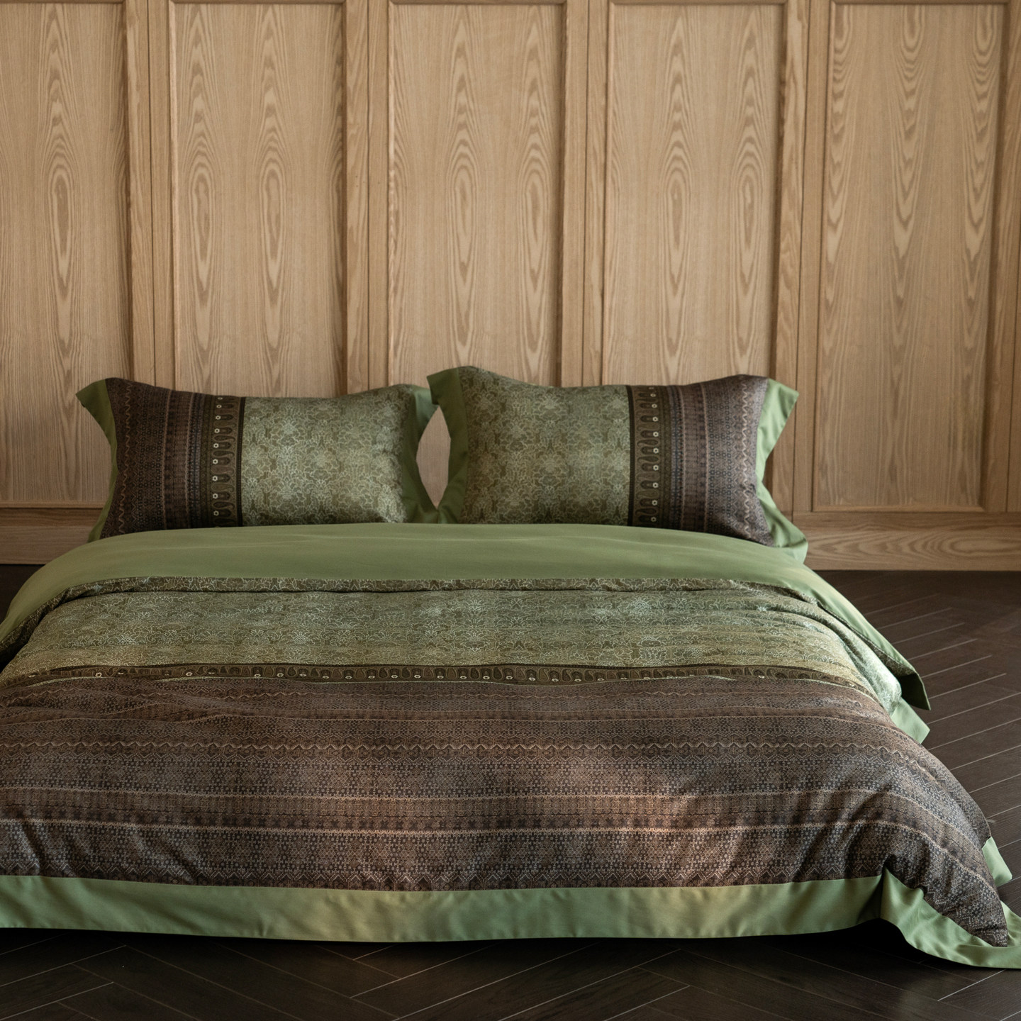 老钱风120S天丝棉磨毛四件套复古数码印花被套床单超柔软床品