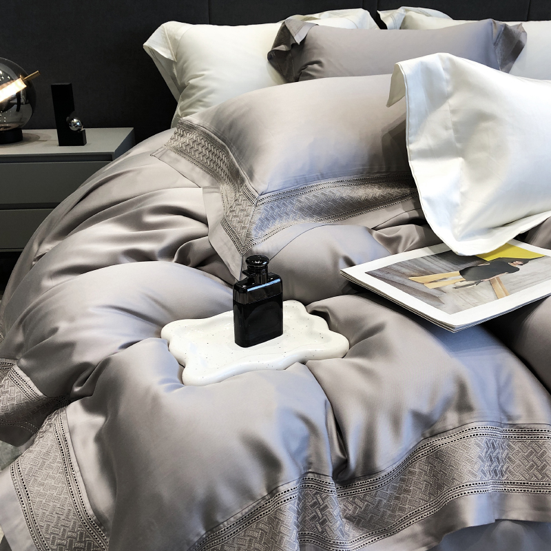 轻奢纯色120兰精天丝四件套简约