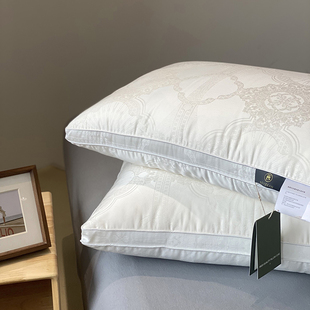 酒店高端全棉提花抗菌大豆纤维枕芯 羽丝绒单人枕头