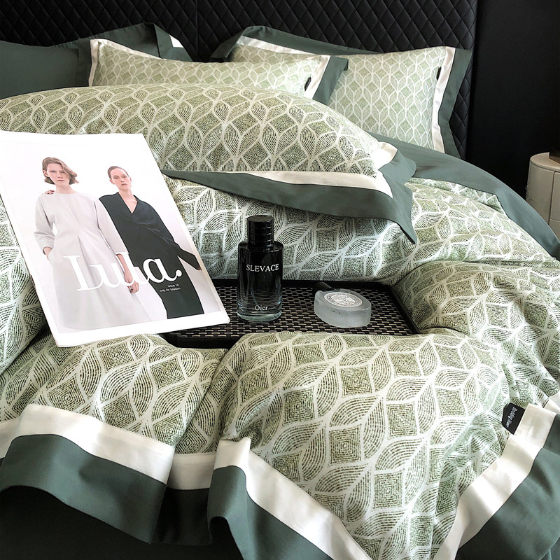 轻奢高级感120S长绒棉磨毛四件套全棉鎏彩绘被套床单秋冬床上用品,床上用品,床品套件/四件套/多件套,淘宝优惠券,粉丝福利购,淘宝优惠卷