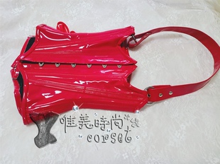新款红色漆皮宫廷束腰哥特式钢骨束身衣corset复古塑身收腹衣包邮