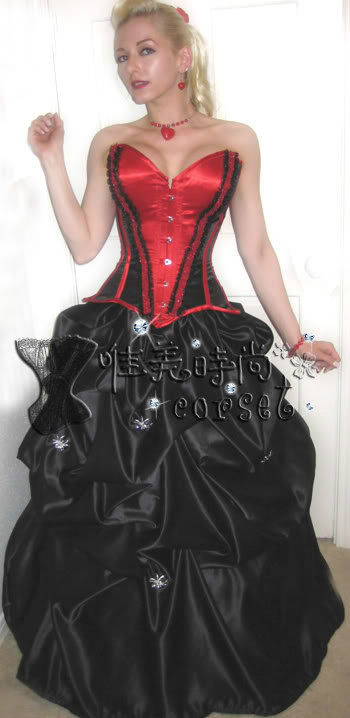 宫廷束腰配套裙哥特式礼服女裙长裙礼服演出服黑色新娘服包邮