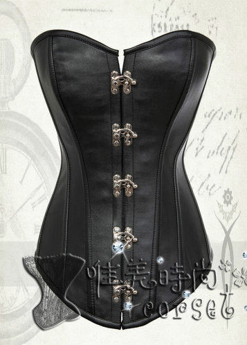 新款黑色牛皮束腰宫廷马甲镙旋钢骨收腹塑身衣哥特式corset收身衣