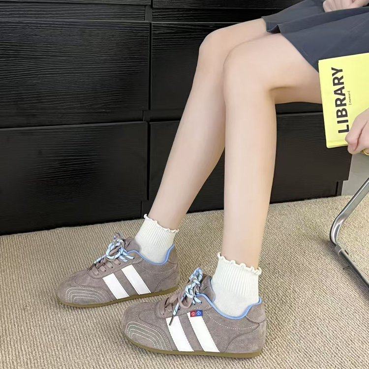 韩版高颜值ins复古百搭厚底德训小白鞋女圆头赛车鞋学生百搭板鞋,女鞋,时尚休闲鞋,淘宝优惠券,粉丝福利购,淘宝优惠卷