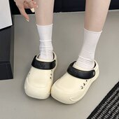 时尚 外穿防滑一脚蹬懒人凉鞋 简约两穿设计厚底包头拖鞋 女2026春季