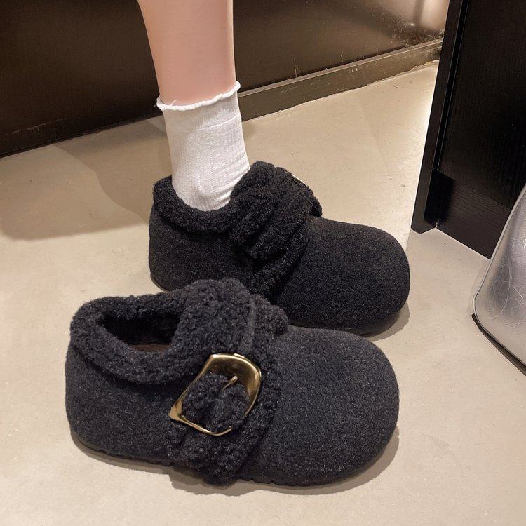 复古休闲厚底简约加绒休闲勃肯鞋女2026新款舒适保暖穆勒鞋大棉鞋,女鞋,深口单鞋,淘宝优惠券,粉丝福利购,淘宝优惠卷