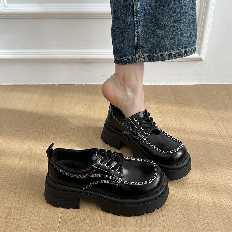 2026春季软底英伦风厚底乐福鞋女一脚蹬小皮鞋平底复古黑色jk单鞋,女鞋,深口单鞋,淘宝优惠券,粉丝福利购,淘宝优惠卷