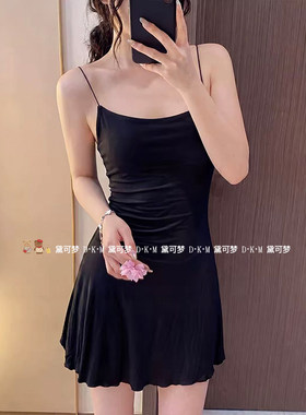 黛可梦【带胸垫】韩女纯欲风吊带睡裙女夏款莫代尔短裙修身家居服