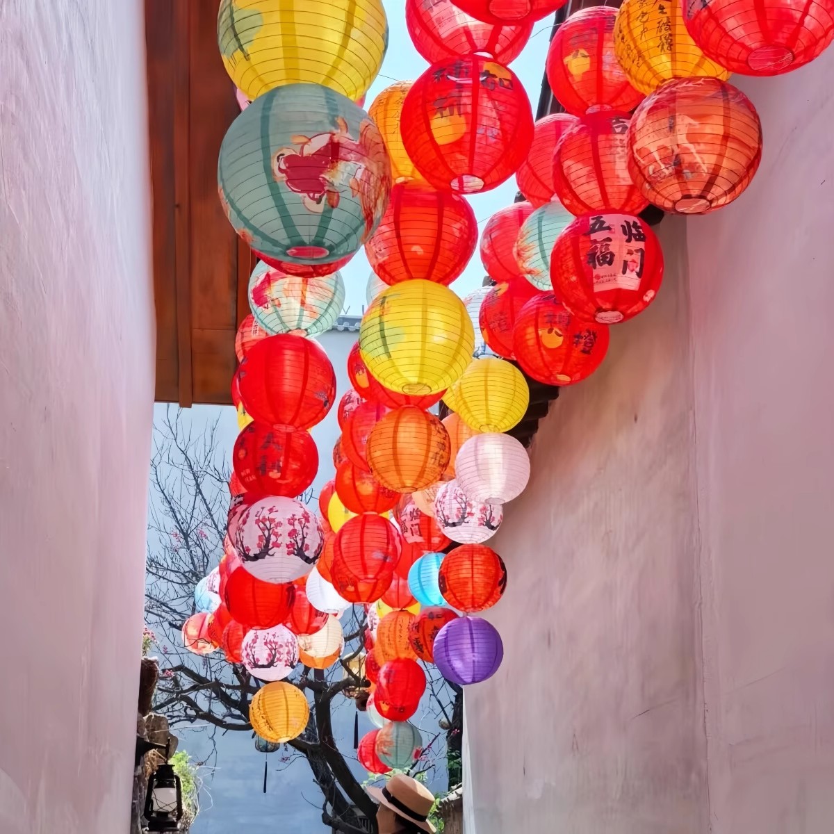 中秋新年户外防水防晒网红通道灯笼景区古镇街道古风悬挂树上装饰