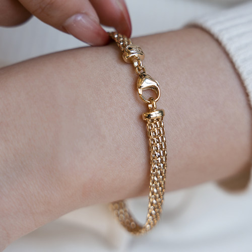 意大利进口925银编织坦克手链