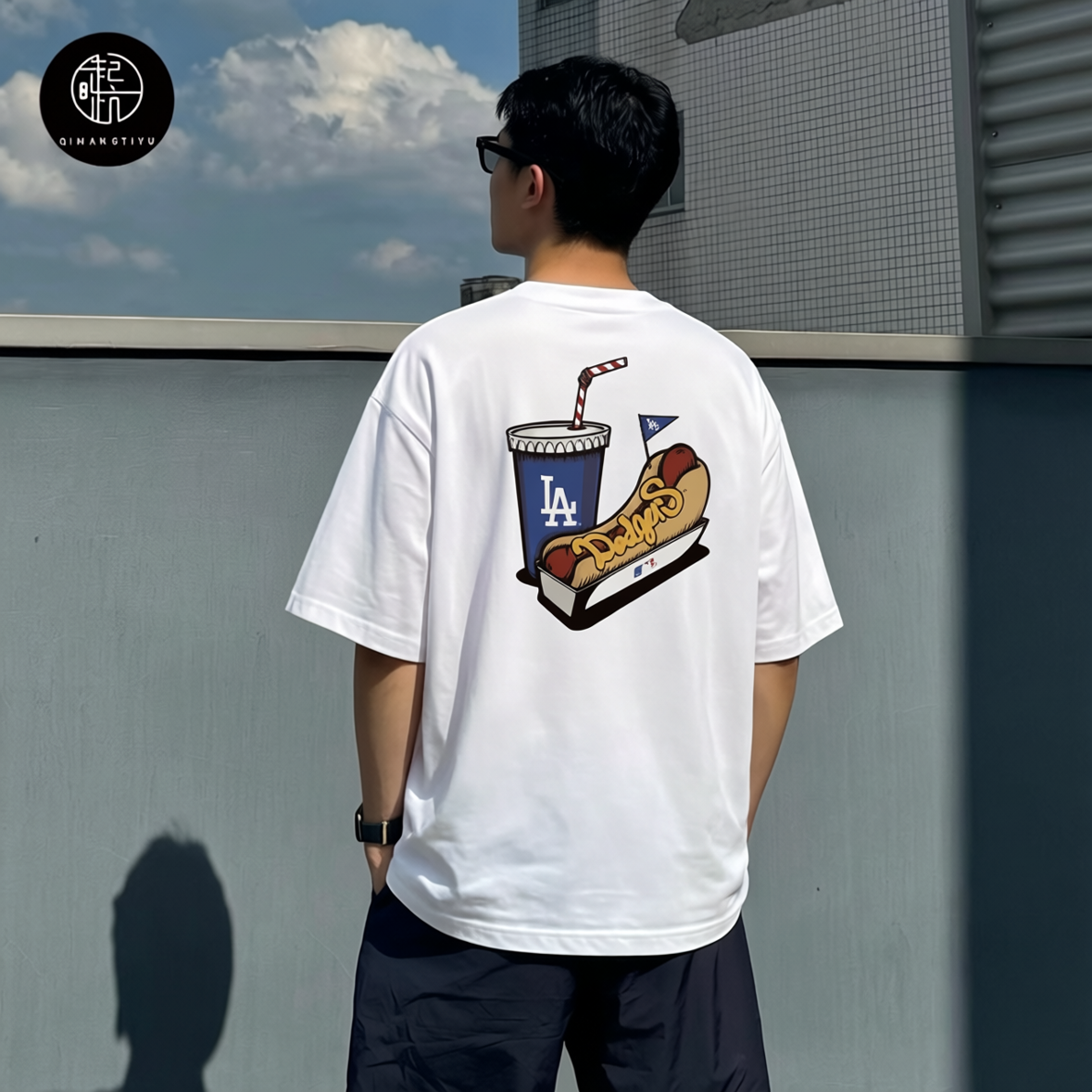 NEW ERA MLB纽约洋基队男女热狗徽标印花宽松圆领短袖T恤12715376