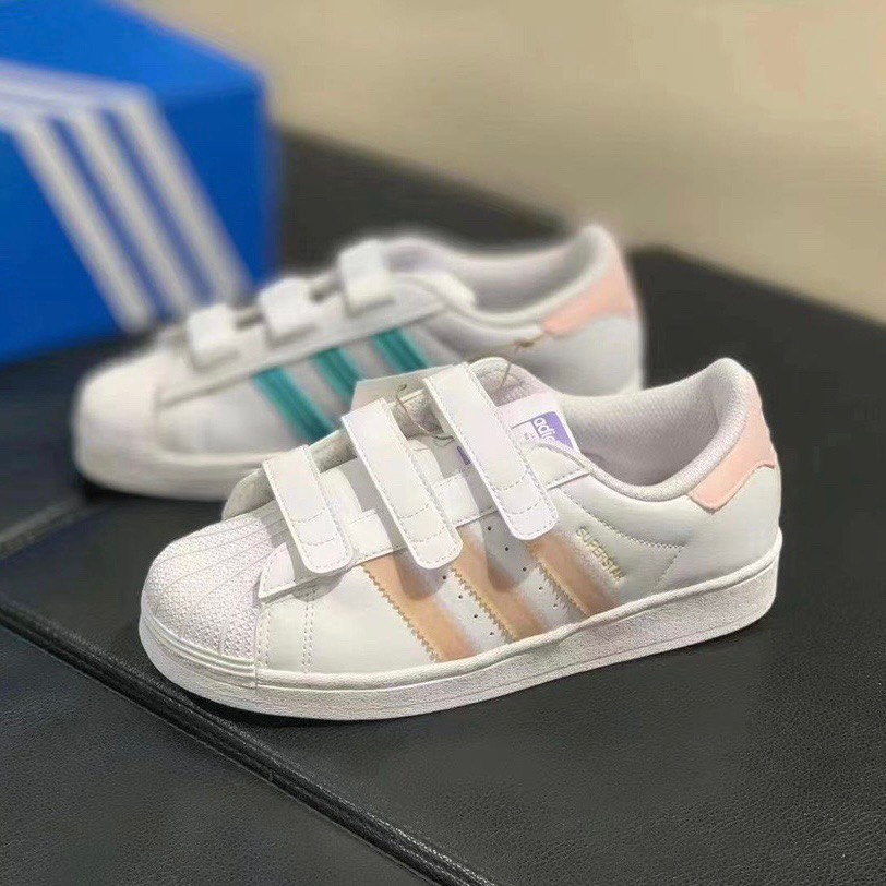 adidas 三叶草superstar易穿脱魔术贴设计马卡龙儿童贝壳头gy3363
