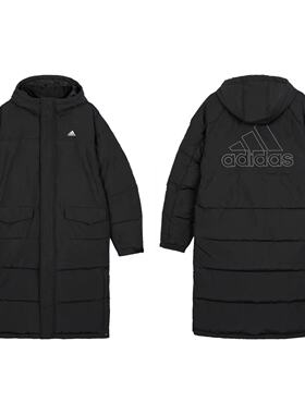 Adidas男女休闲运动保暖防风防泼水连帽长款羽绒服IV7558 KF6748