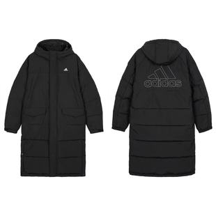 Adidas男女休闲运动保暖防风防泼水连帽长款 IV7559 羽绒服IV7558