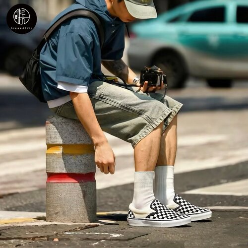 Vans范斯Slip-on日版棋盘格一脚蹬运动透气休闲滑板鞋466091-0001