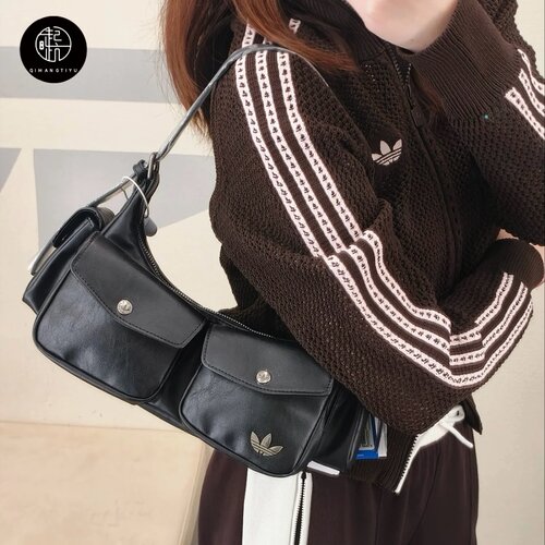 Adidas originals三叶草走秀复古风格设计街头手提单肩包 KW4748