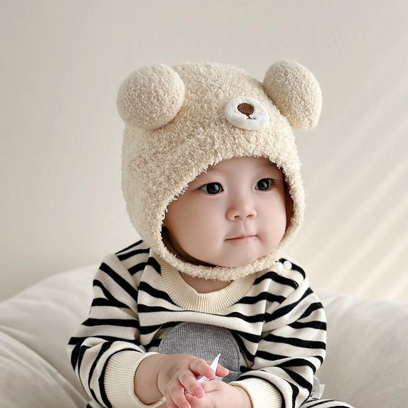 婴儿帽子秋冬款新生婴幼儿护耳帽棉质可爱保暖男女宝宝针织毛绒帽,童装/婴儿装/亲子装,帽子,淘宝优惠券,粉丝福利购,淘宝优惠卷