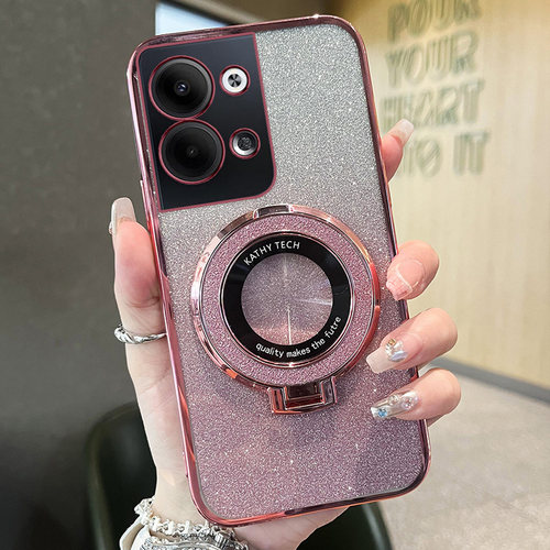 opporeno9硅胶套个性闪粉带支架