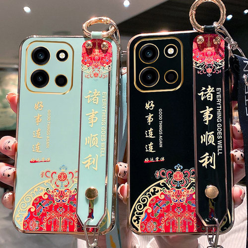 适用于vivoiQOOZ11i手机壳V2559UA硅胶保护套中国风腕带时尚斜跨绳iqooz11i复古风全包边防摔软壳5g男女新款