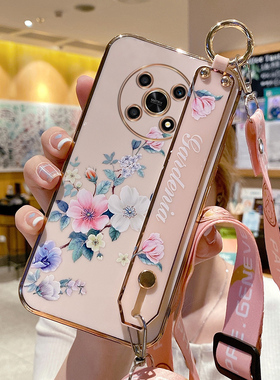 适用华为荣耀X30手机壳honorX30i保护X30max硅胶套5G夏日小清新ANY花卉腕带TFY全包KKG防摔x3o斜跨挂绳女网红