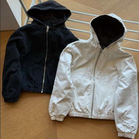 24FW水洗做旧字母刺绣Logo夹克拉链棉服外套