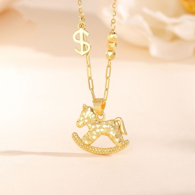纯银马上有钱马年本命年项链女