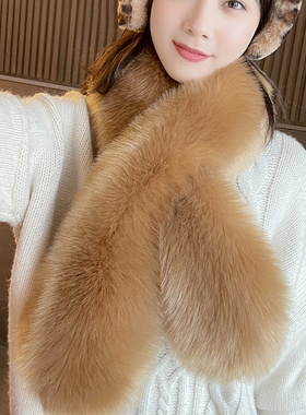 毛毛交叉大围巾双面狐狸毛围脖女