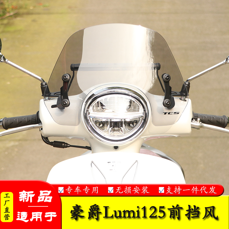 适用豪爵Lumi125前挡风玻璃加高风挡手把挡风改装护手导航扩展杆