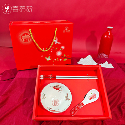 寿宴回礼伴手礼高档寿桃碗勺餐具八十九十百岁生日大寿礼袋喜鹊说