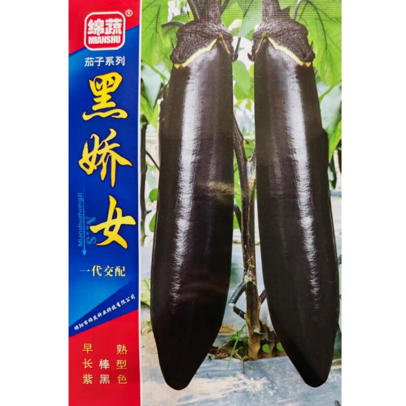 绵蔬紫黑亮茄子种籽长棒茄蔬菜籽