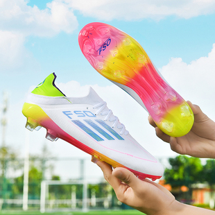 跨境新款无缝飞织系带football boots厂家直销 F50+青少年足球鞋
