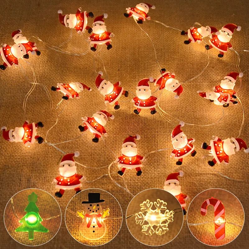 2M 20LED Santa Claus Snowflake LED Light String Christmas De