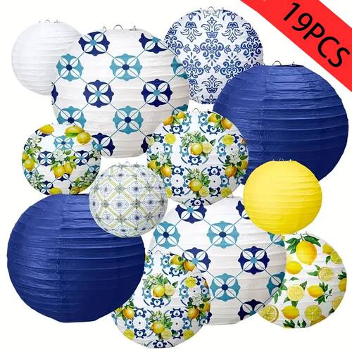 12Pcs Paper Lantern Set, Lemon Party Decorations, Spring and
