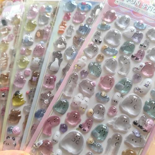 Anime 3D Ghost Decals, 4pc Soft & Cute Stickers for Phone Ca
